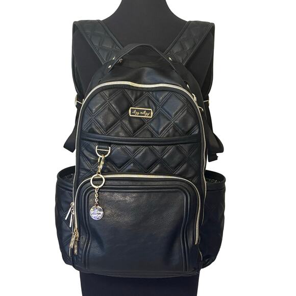 Itzy Ritzy Boss Diaper Bag Backpack Black Quilted Vegan Leather - Picture 4 of 13